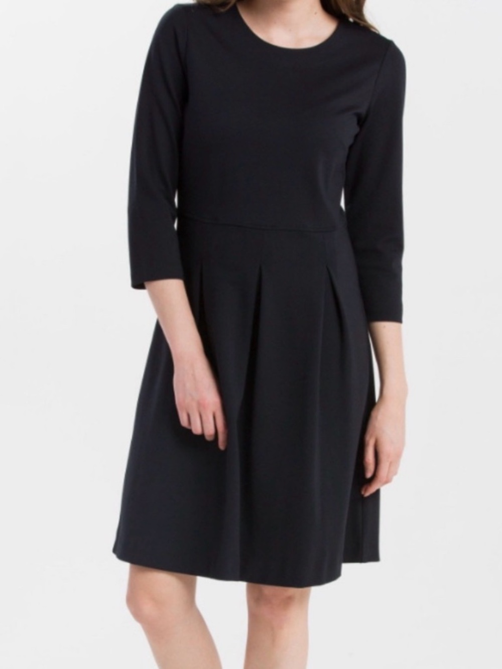 Boden Black Long Sleeve Pleated Fit-and-Flare LouLou Dress size 2